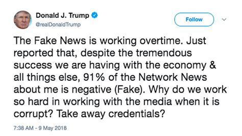 trunp said what b news chanel is fake news|Trump tweet: Donald Trump finally admits “fake news” just means news .